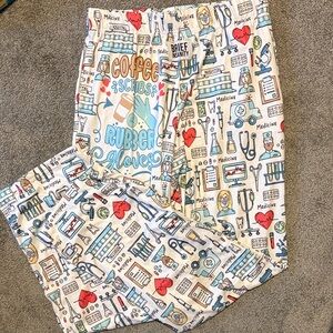 Brief Insanity Nurse Doctor Medical Print Pajama Pants. Size Medium